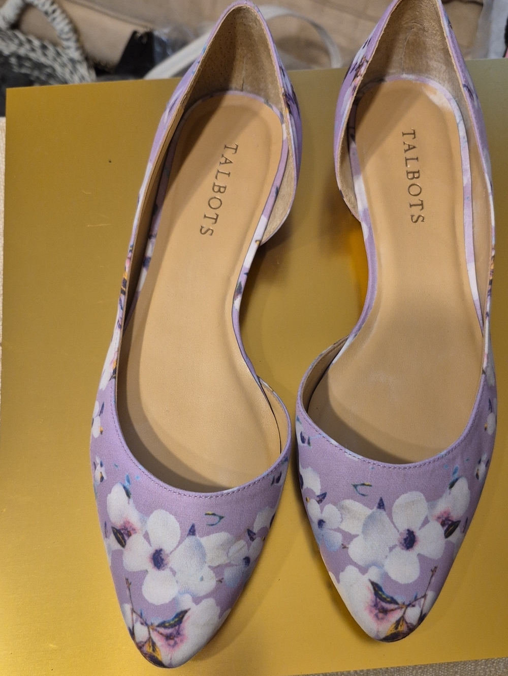 Talbots Lavender Floral Pointed-Toe D'Orsay Flats